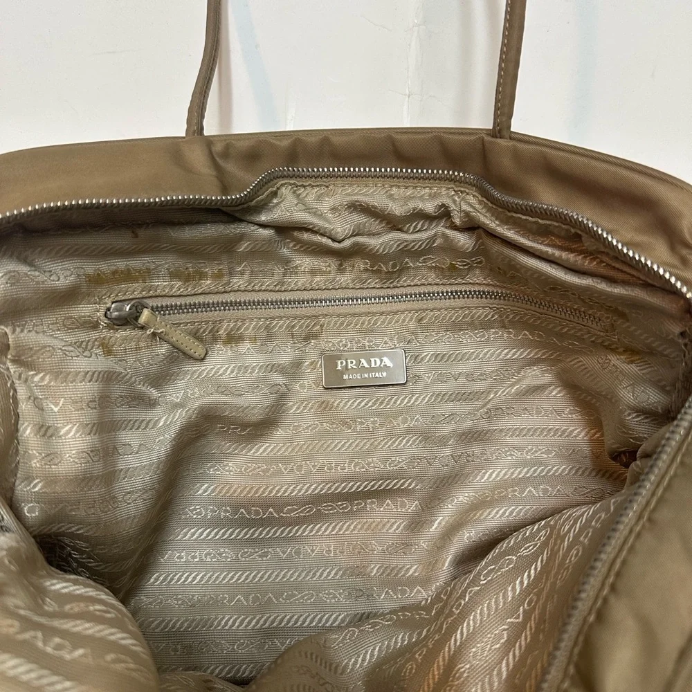 Prada Tessuto Nylon Tote in Khaki with Signature Triangle Logo - Picture 5 of 9
